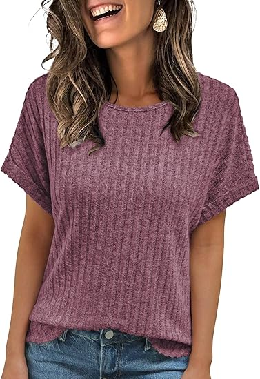 Women Summer Tops 2026 Spring Sweaters Dressy Casual Short Sleeve Shirts