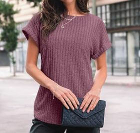 Women Summer Tops 2026 Spring Sweaters Dressy Casual Short Sleeve Shirts